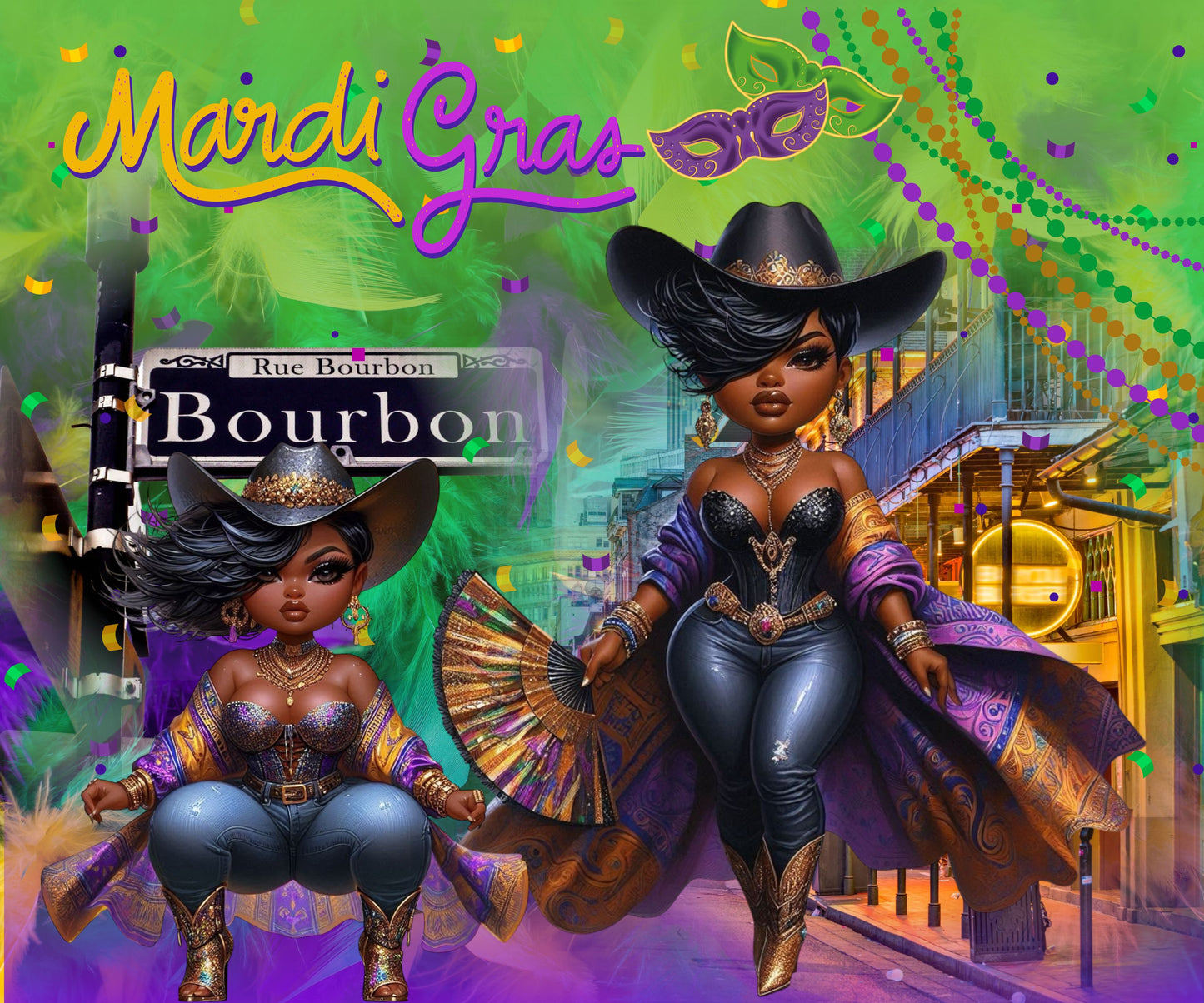 Mardi Gras Fan Girls 20 OZ. Tumblers