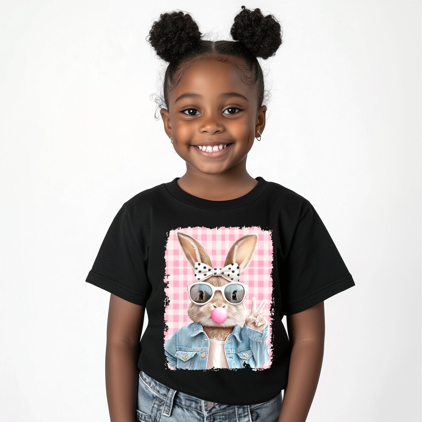Kids Retro Bubble Gum Blowing Bunny Tshirt