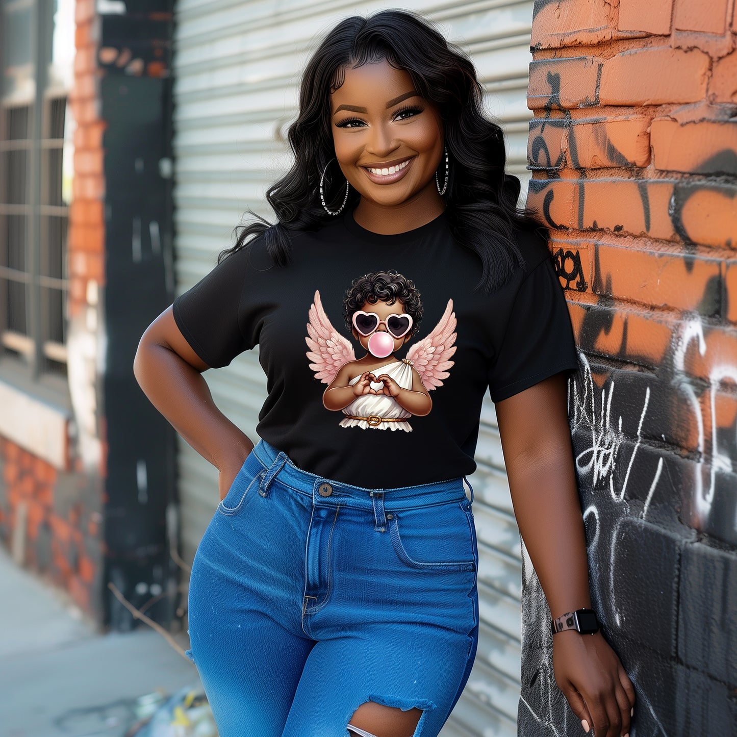 Black Cupid Heart Shirt