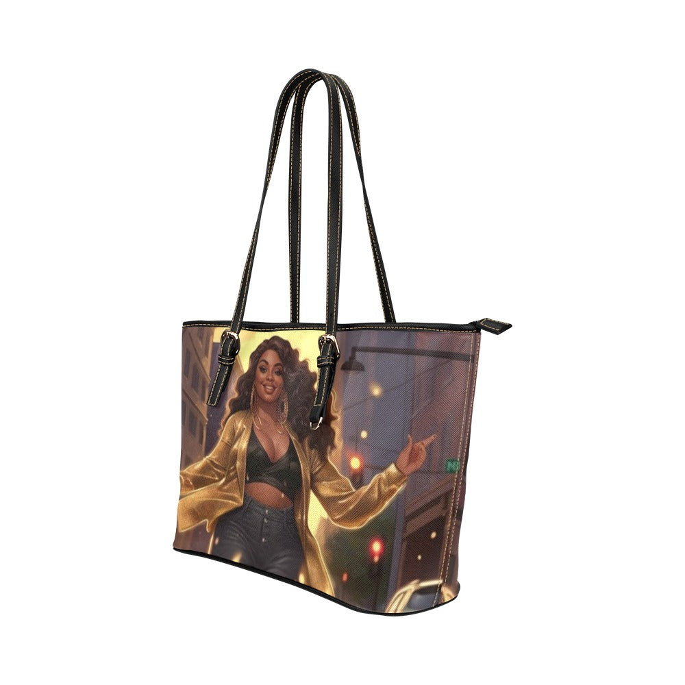 Gold Girl Leather Tote Bag/Small (Model 1651)