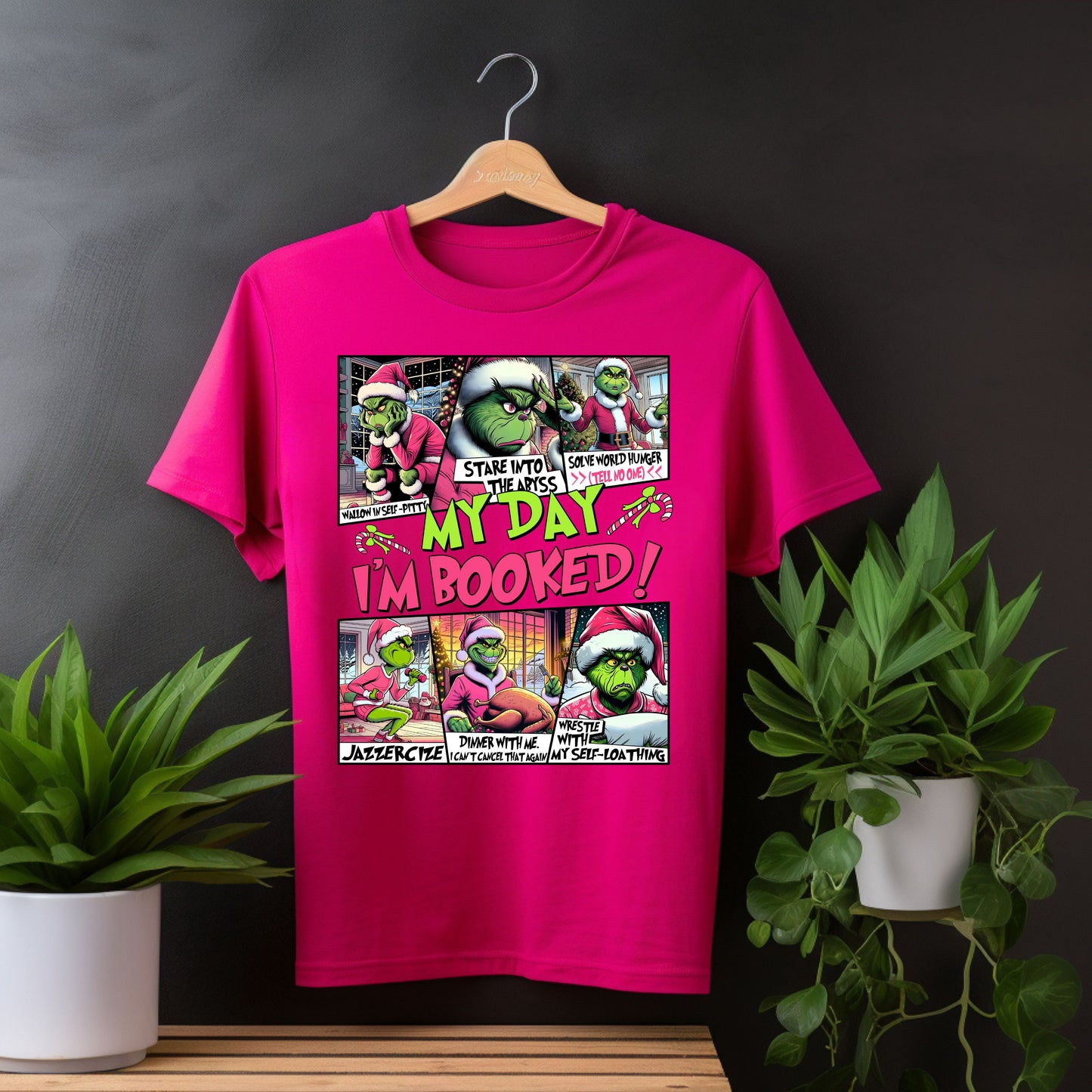 Holiday Pink Booked & Busy Grinchy Shirt