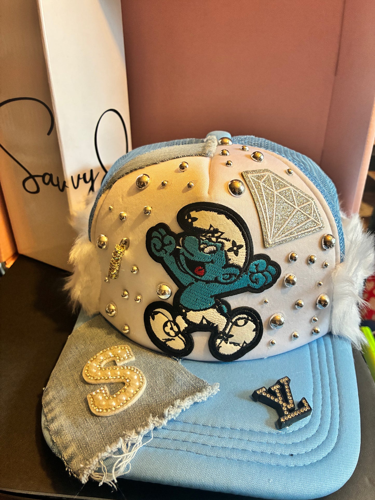 Smurf Inspired Blue Trucker Hat