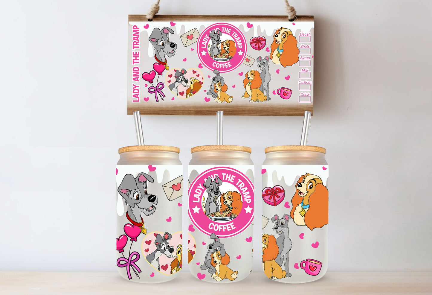 L&T Valentine's Inspired 16 Oz. Glass Cup