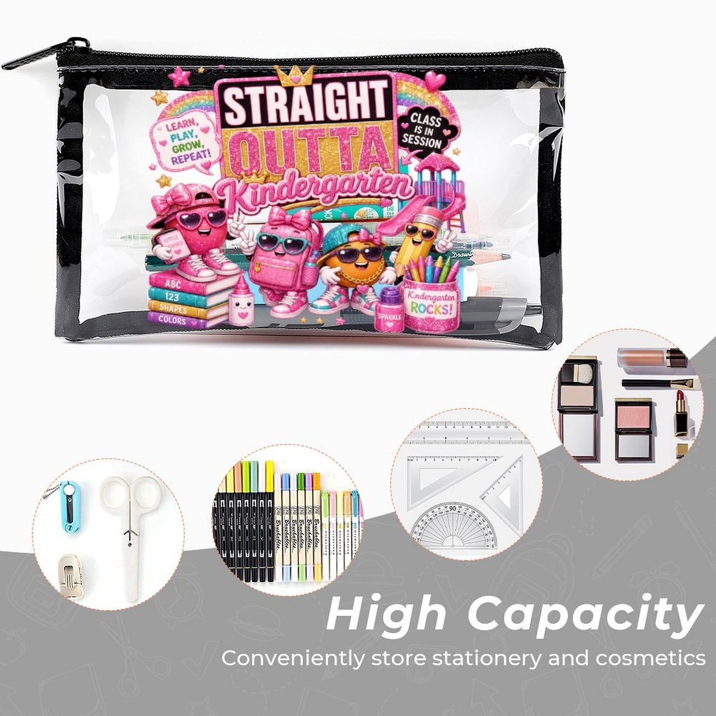 Straight Outta Kindergarten 3-Piece Clear Backpack Set