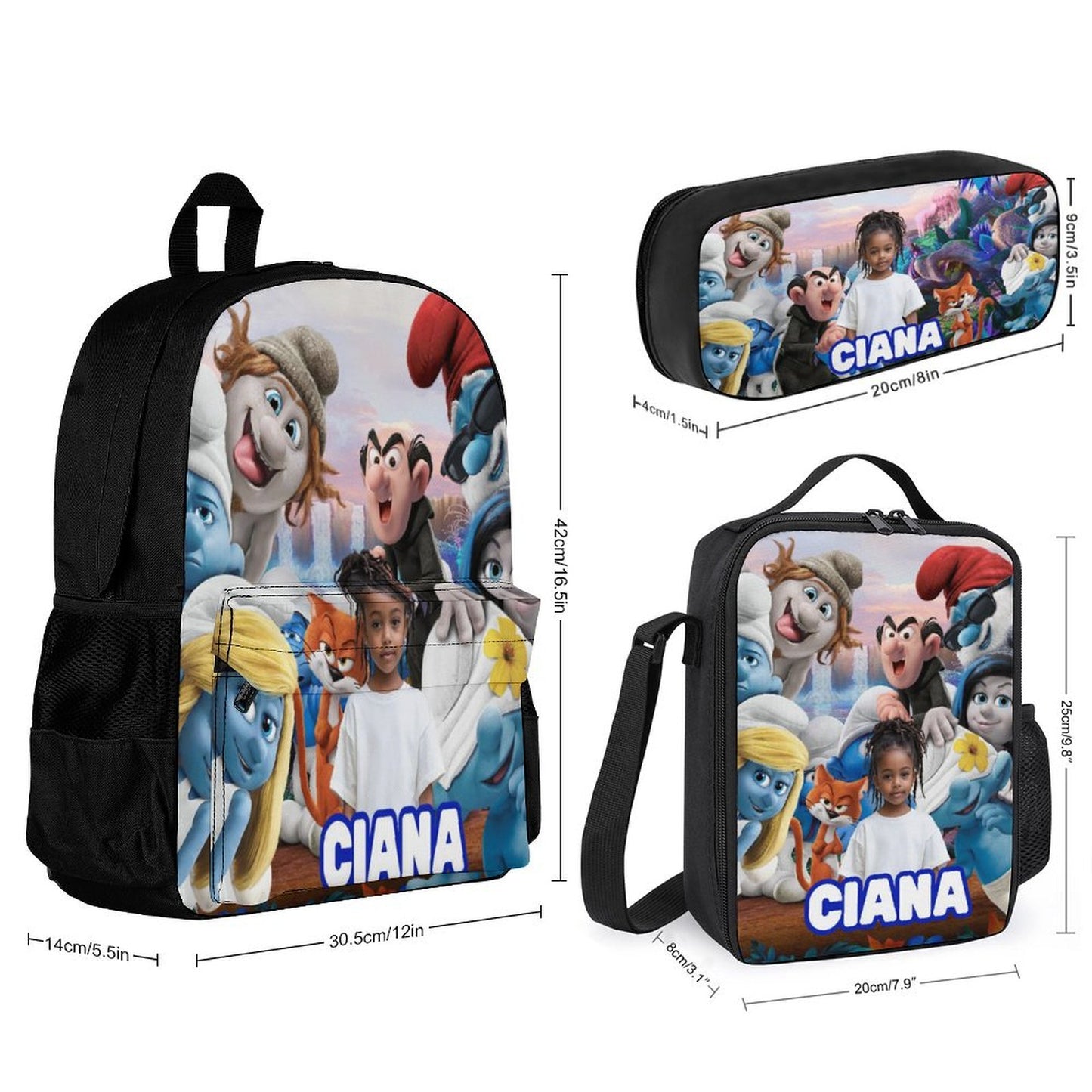 Lil Blue Cartoon Character Inspired Backpack Bundle