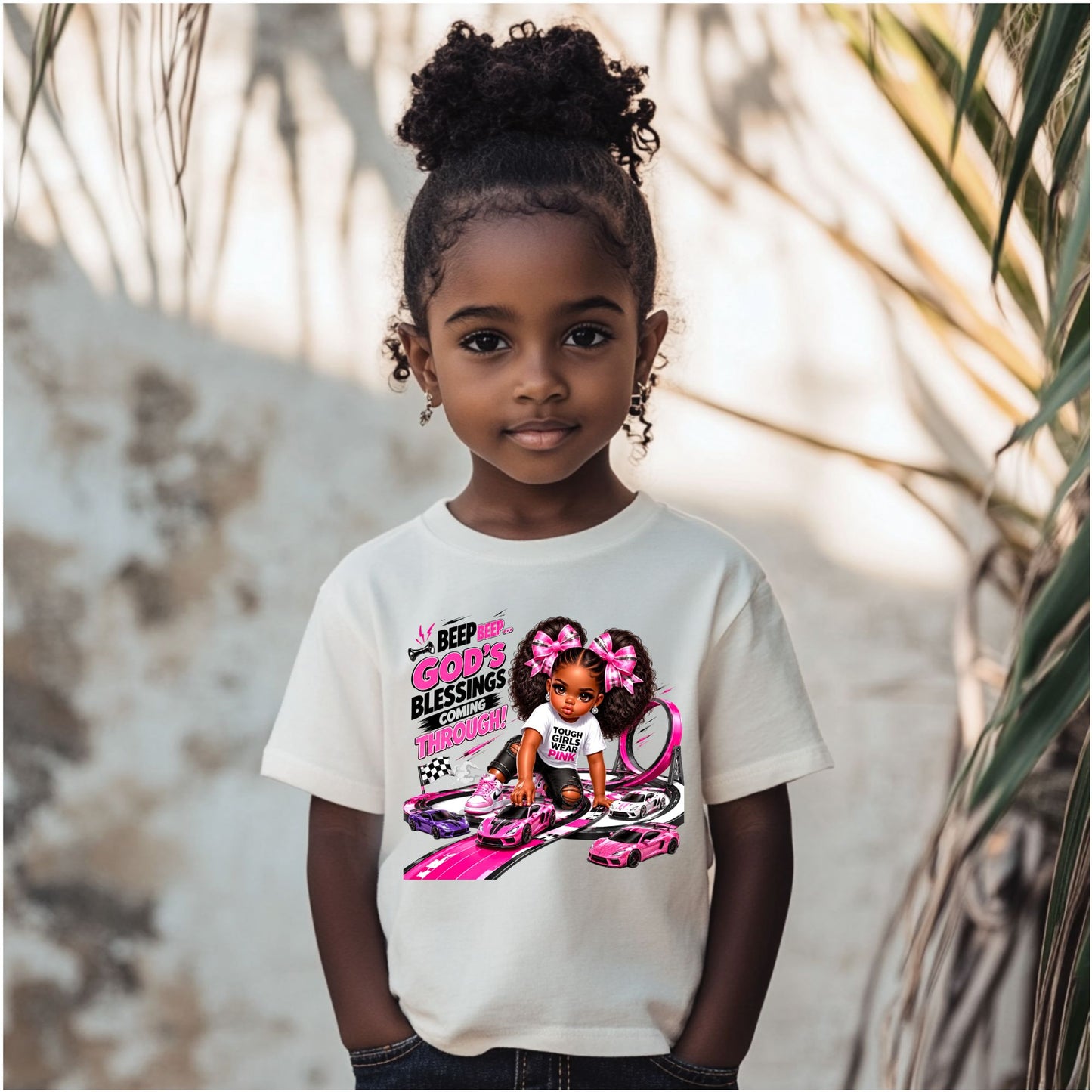 God's Blessing Race Girl Kids Tshirt