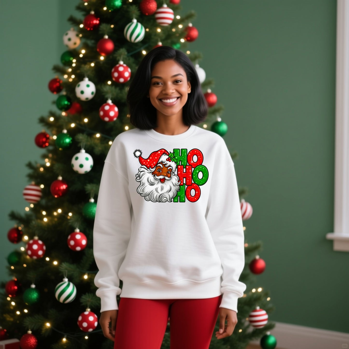 HOHOHO African American Santa Holiday Shirt