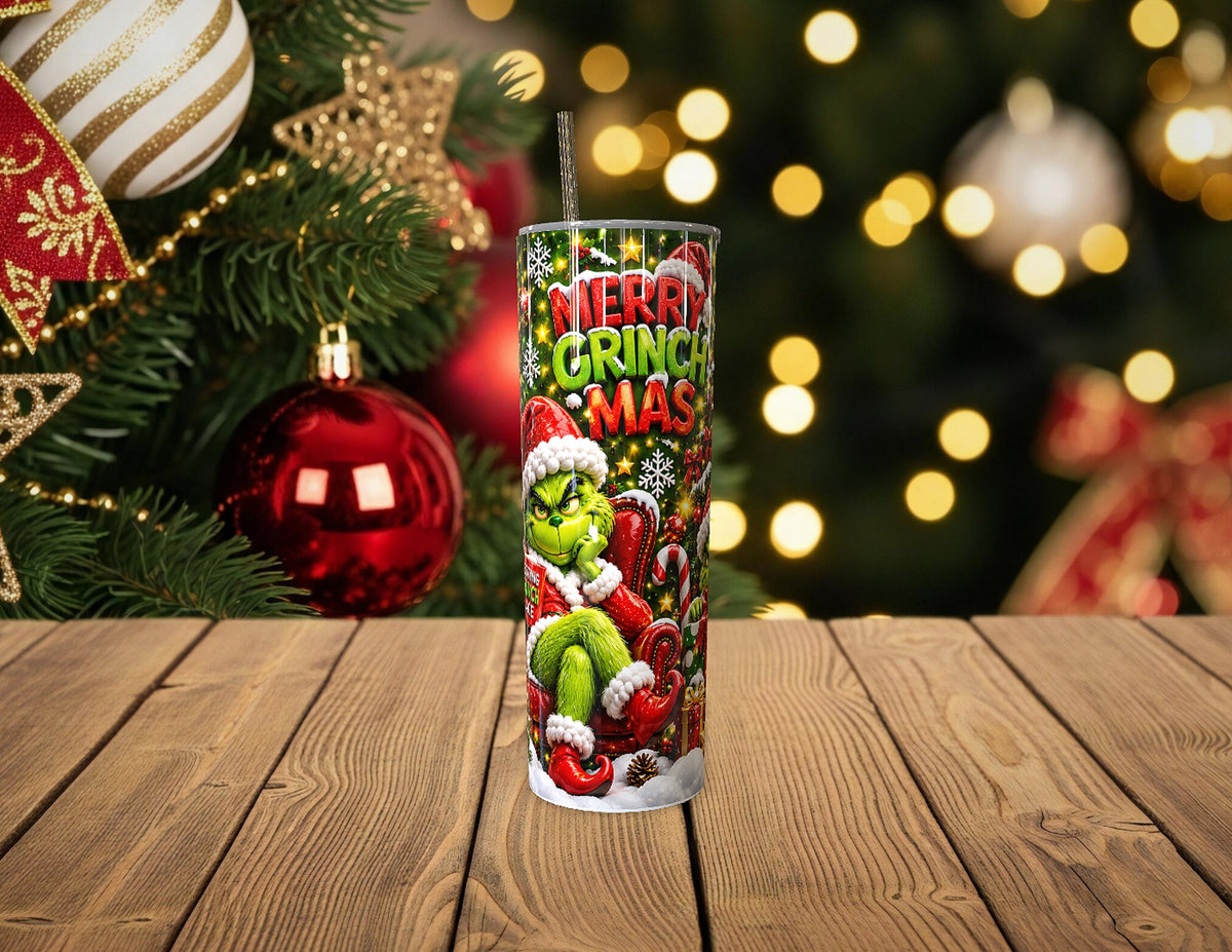 Green Christmas Character Naughty Nice 20 Oz. Tumbler