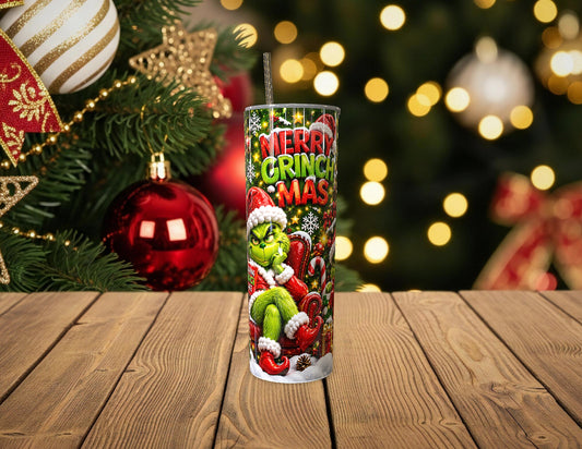 Green Christmas Character Naughty Nice 20 Oz. Tumbler
