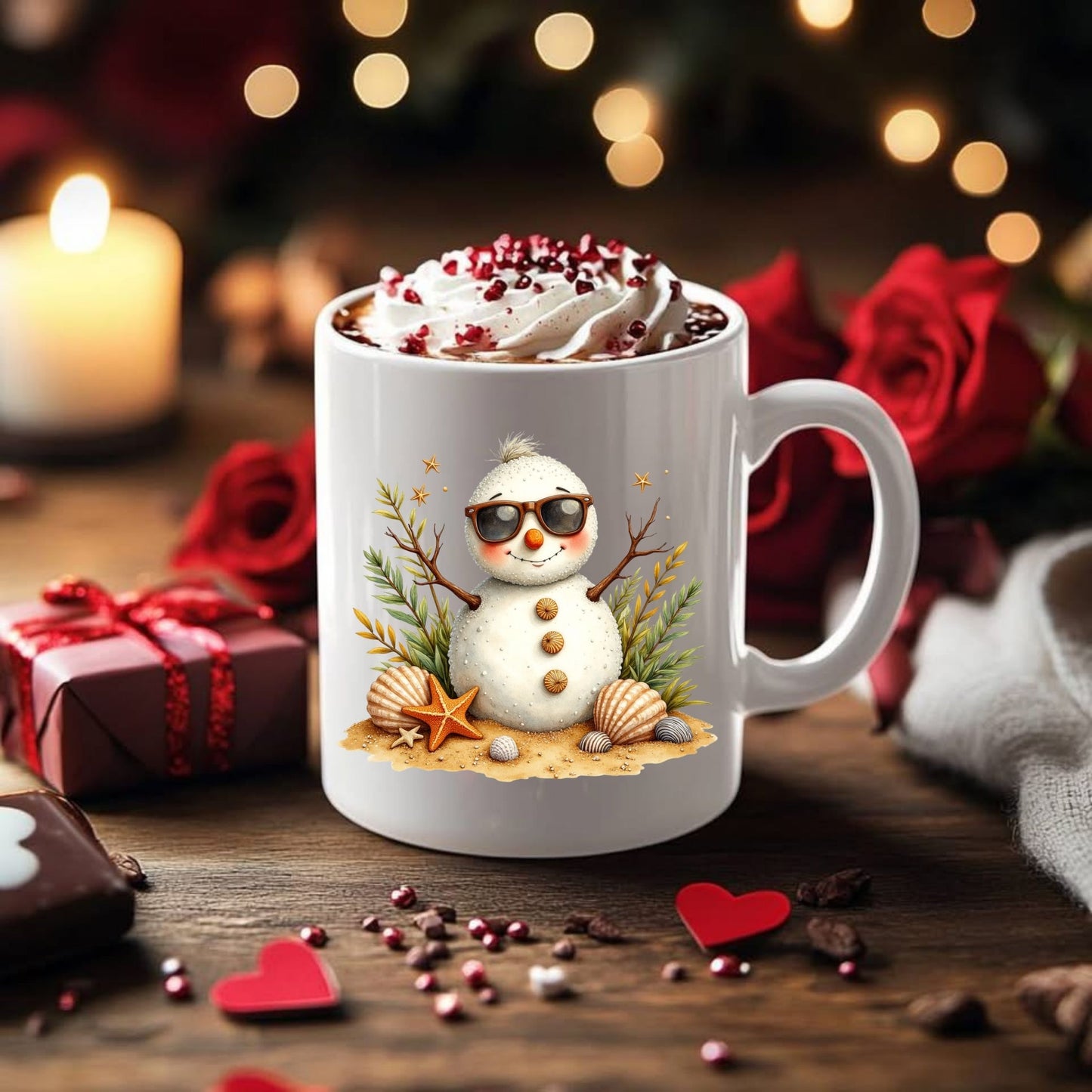 Winter Beach Snowman Mug