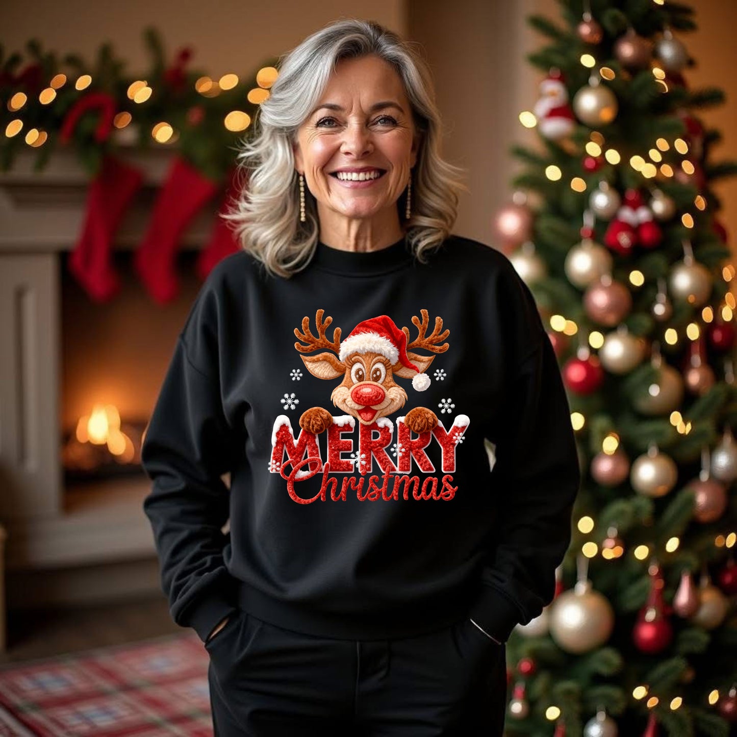 Merry Reindeer Christmas Faux Yard Shirt