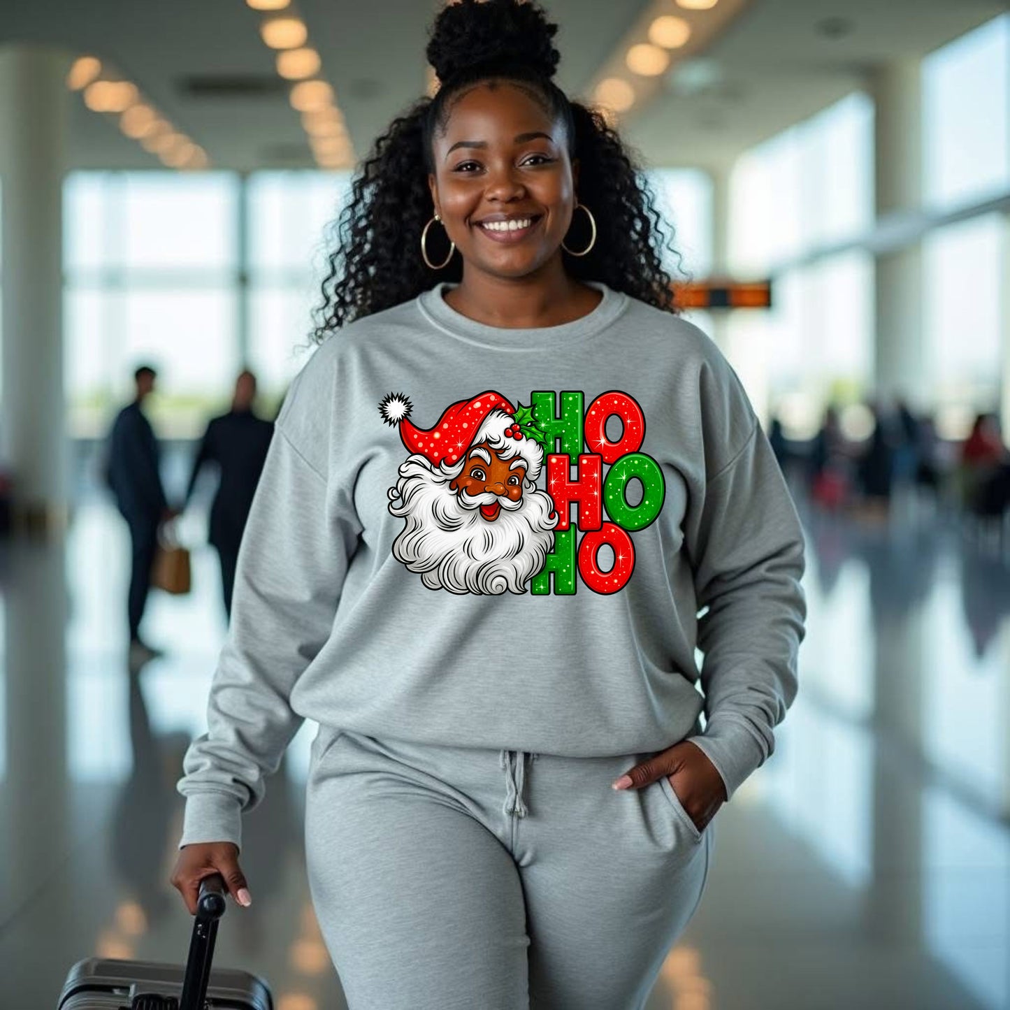 HOHOHO African American Santa Holiday Shirt