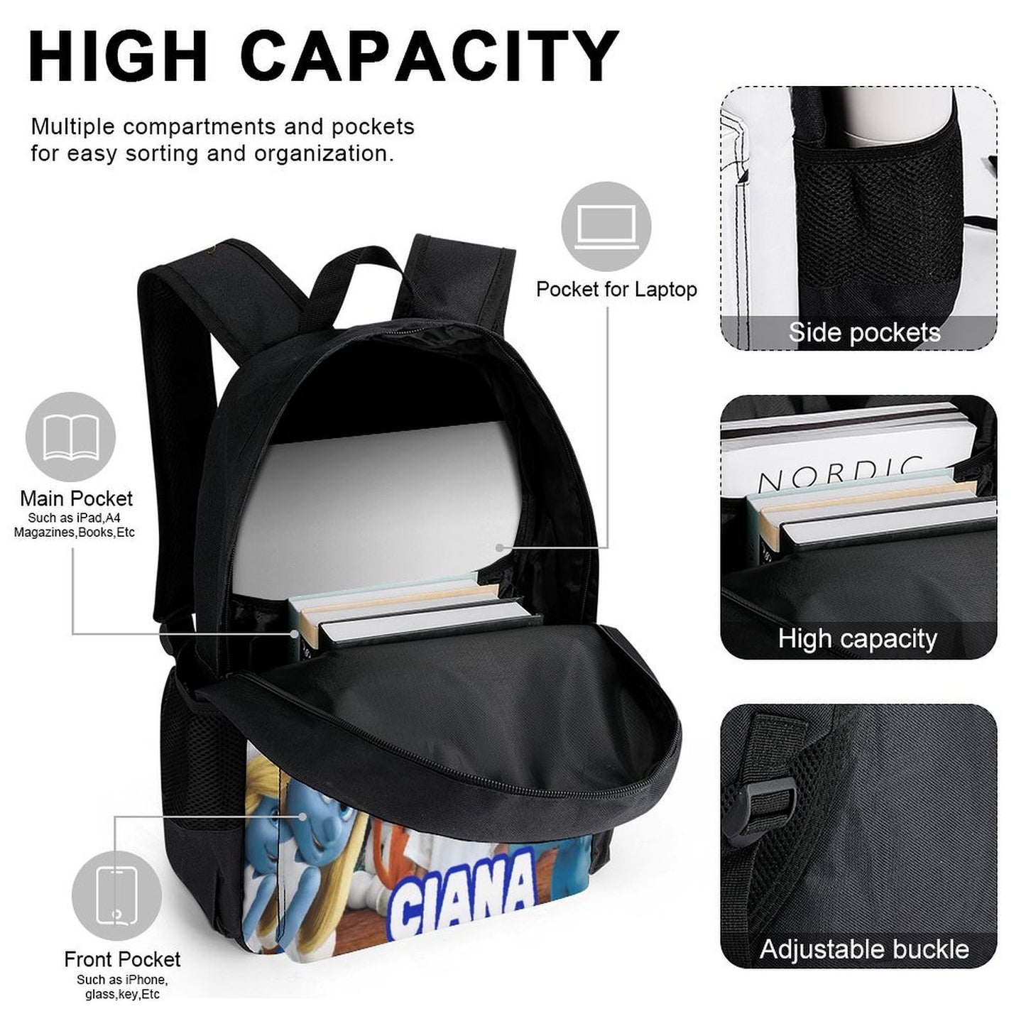 Lil Blue Cartoon Character Inspired Backpack Bundle