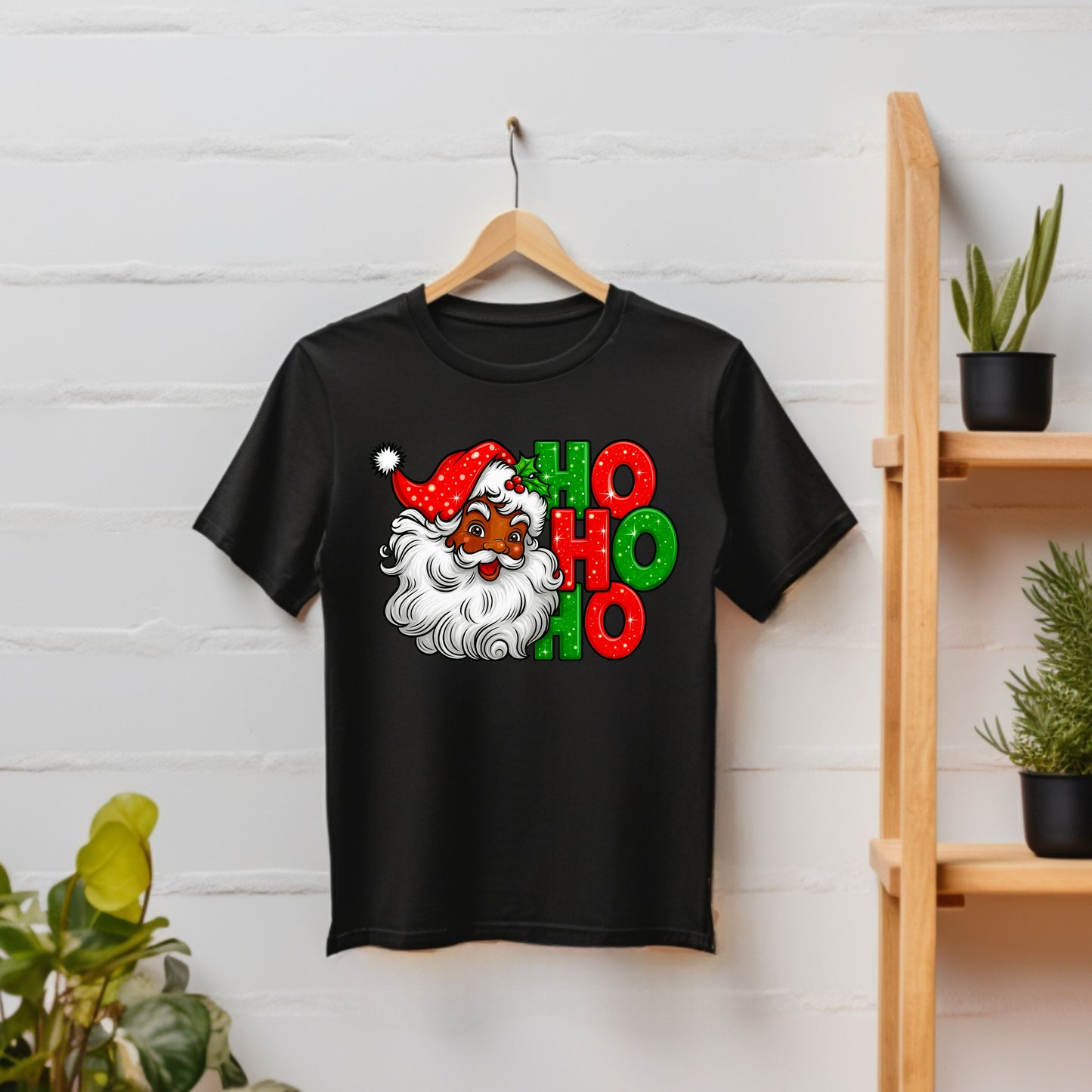 HOHOHO African American Santa Holiday Shirt