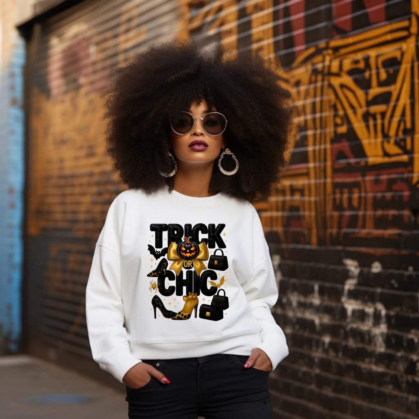 Trick or Chic Pumpkin Crew Sweatshirt