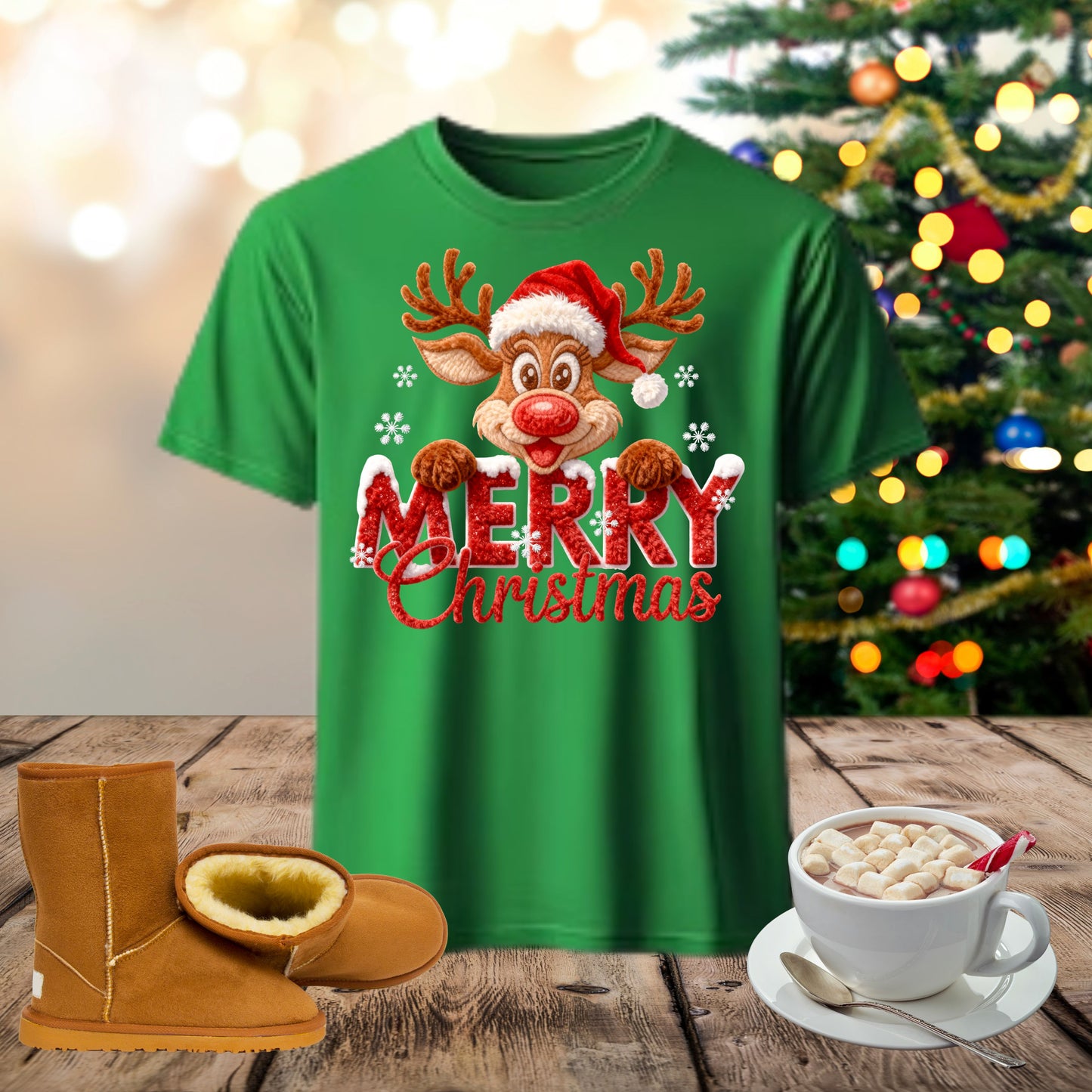 Merry Reindeer Christmas Faux Yard Shirt