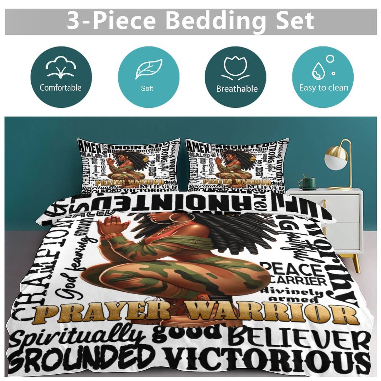 Prayer Warrior 3 Piece Bedding Set