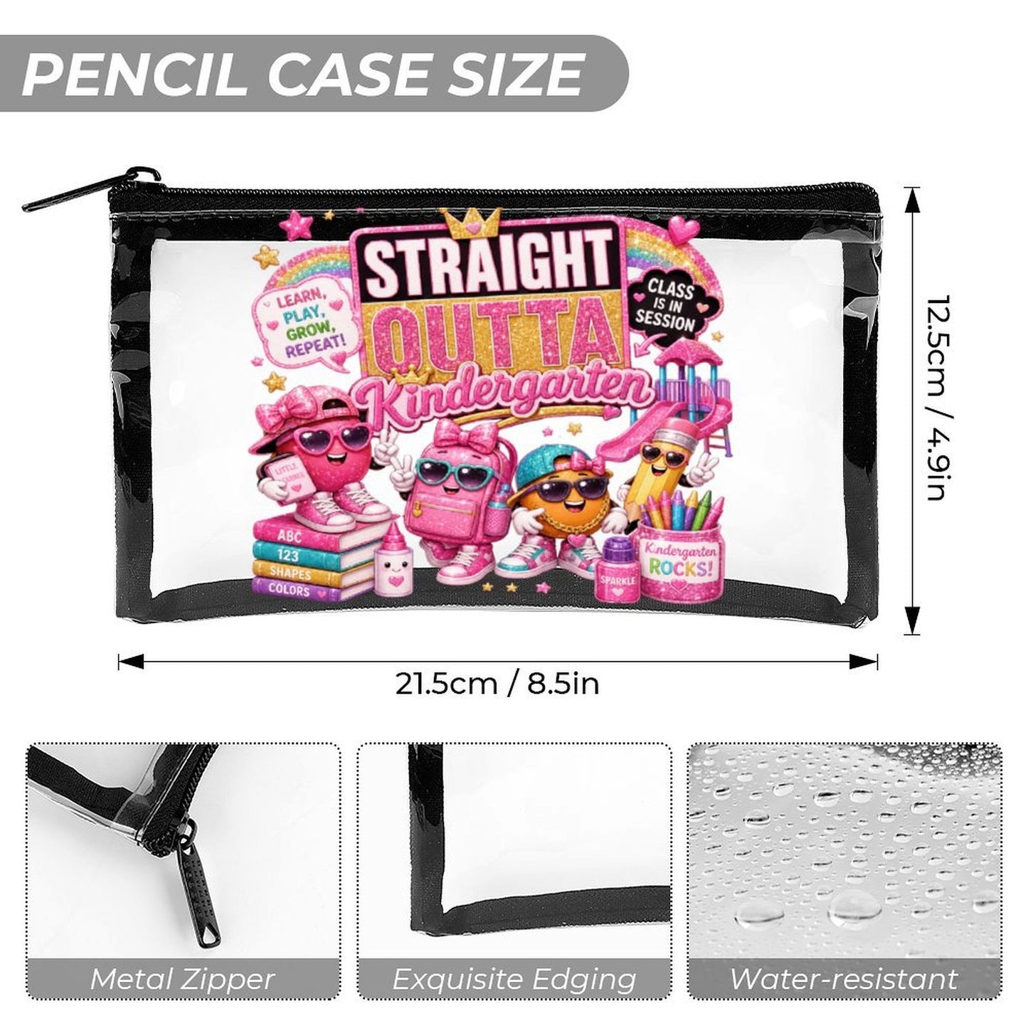Straight Outta Kindergarten 3-Piece Clear Backpack Set
