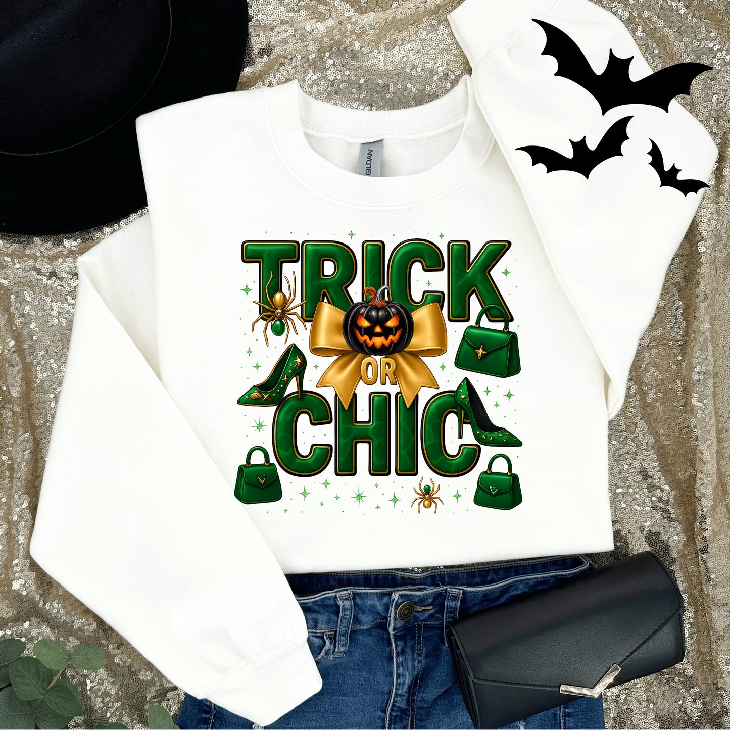 Trick or Chic Pumpkin Crew Sweatshirt