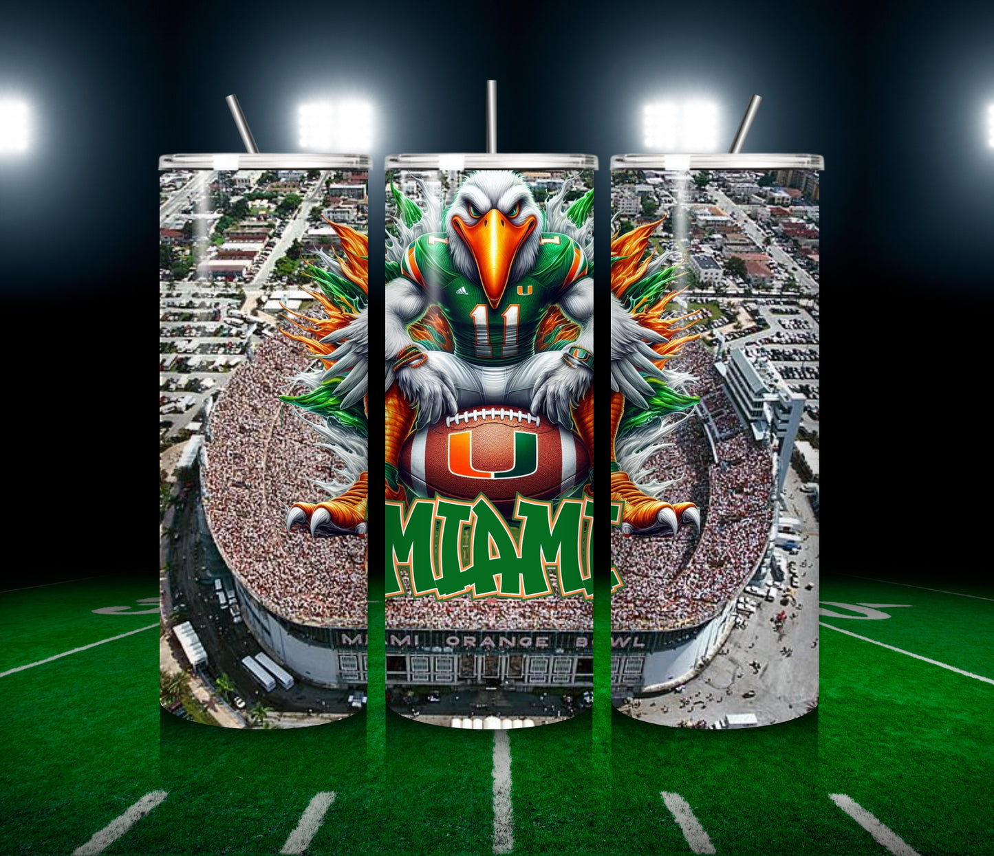 M. Hurricane Football Fan 20 Oz. Tumbler