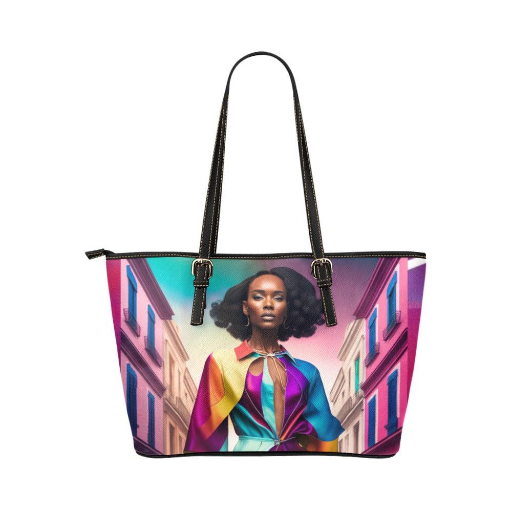 AfroGirl Small Leather Tote Bag/Small