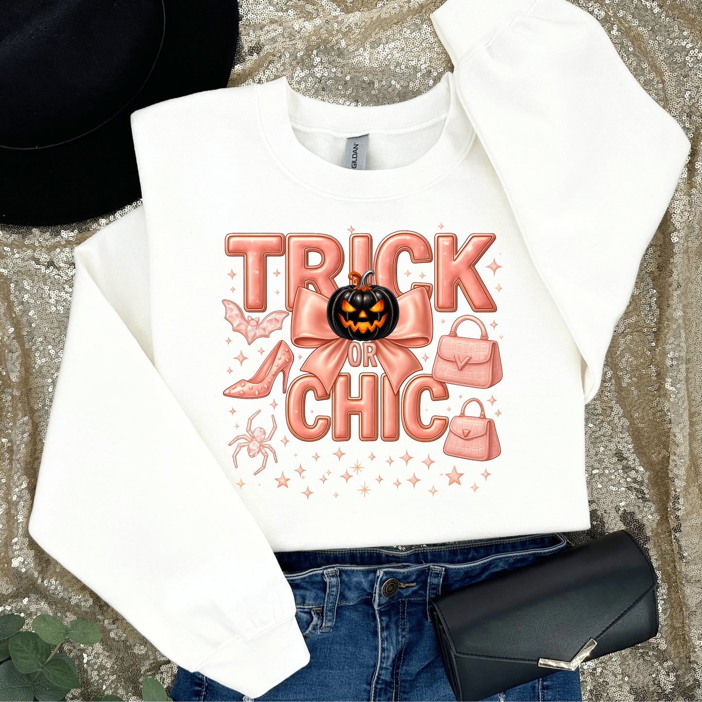 Trick or Chic Pumpkin Crew Sweatshirt