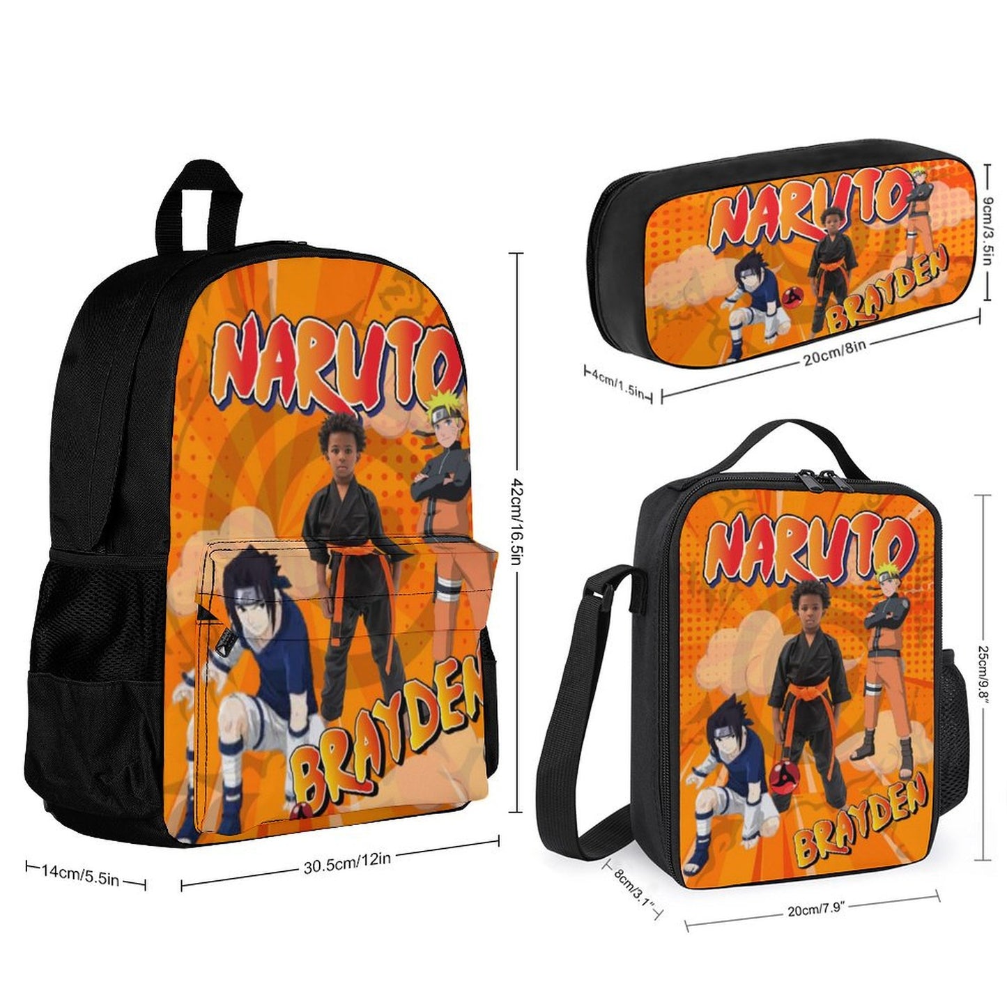 Anime Naruto Inspired Character Backpack Bundle