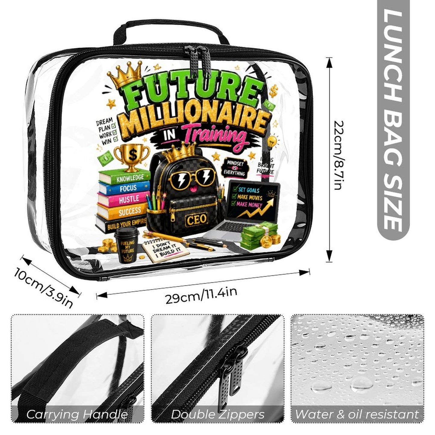 Future Millionaire in Training 3-Piece Clear Backpack Set