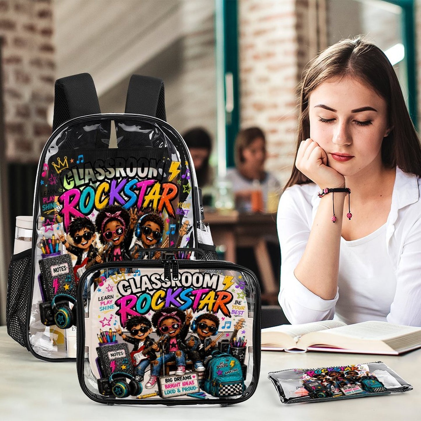 Classroom Rockstar Clear Set 3-Piece Backpack Set