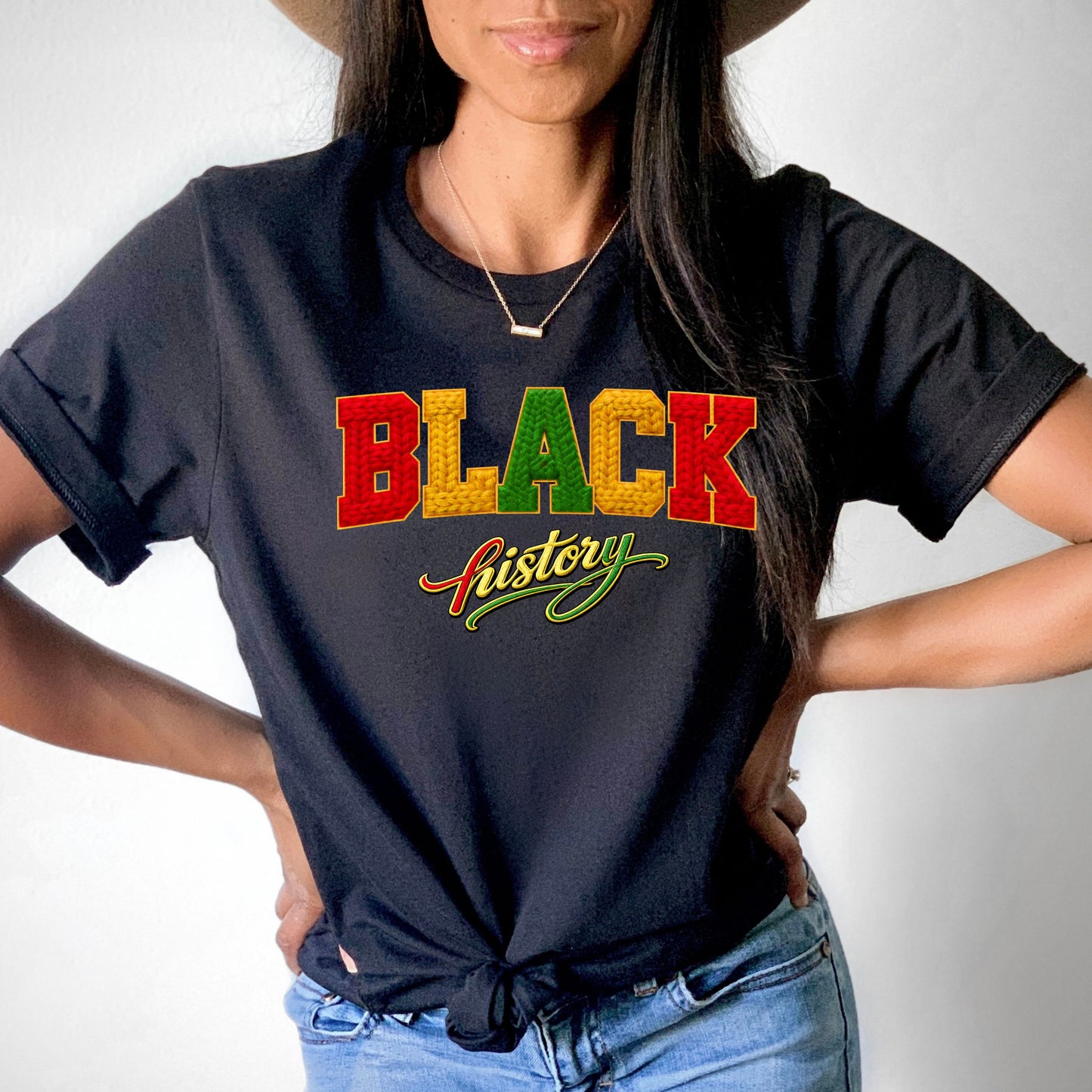Black History Faux Embroidery Shirt