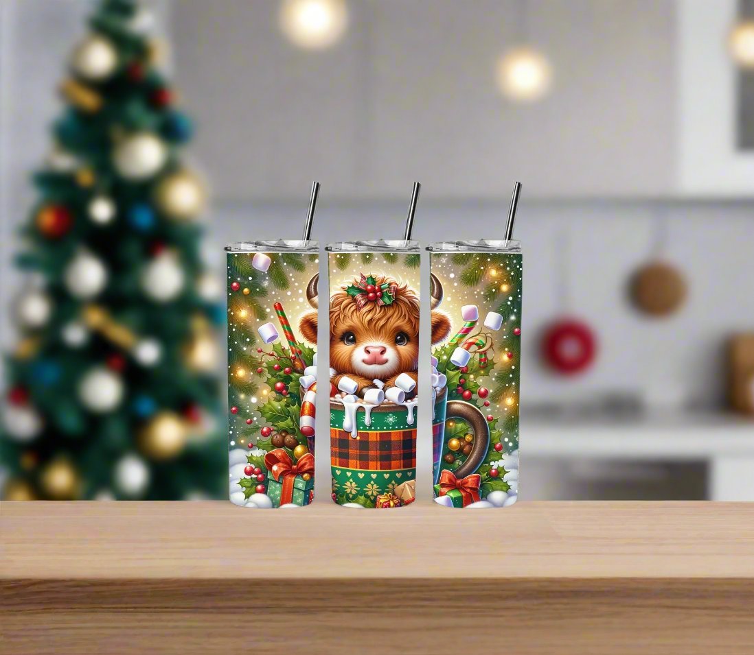 Christmas Holiday Cute Coco Cow 20 Oz. Tumbler