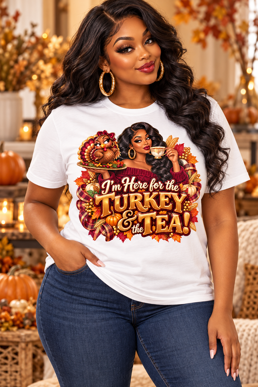 Here For the Turkey & Tea Holiday Shirt