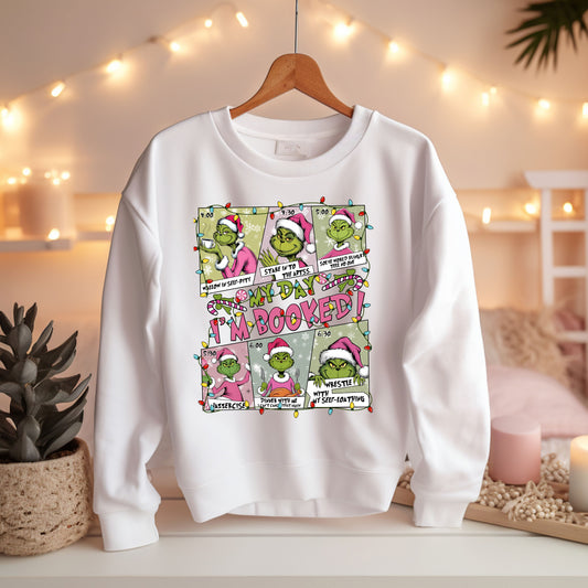 Holiday Pink Booked & Busy Grinchy Shirt