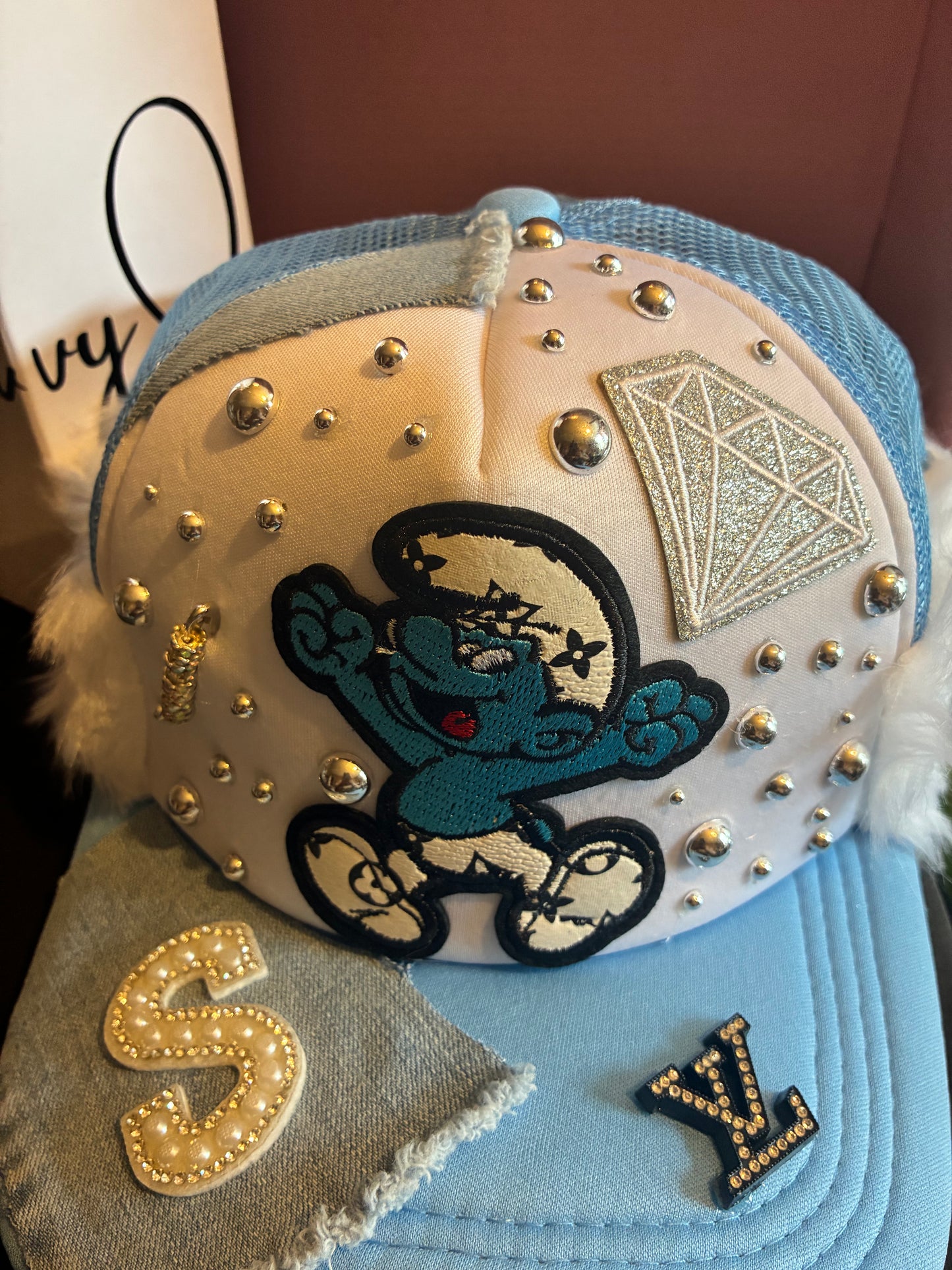 Smurf Inspired Blue Trucker Hat