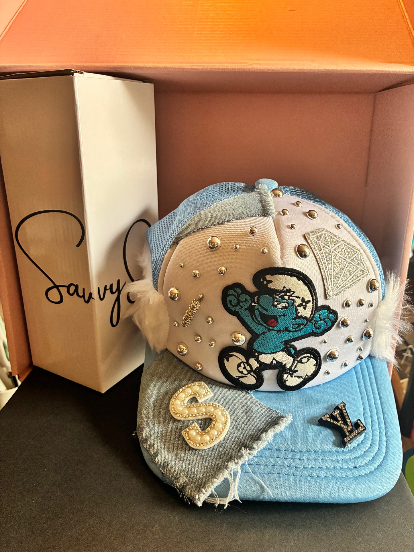 Smurf Inspired Blue Trucker Hat