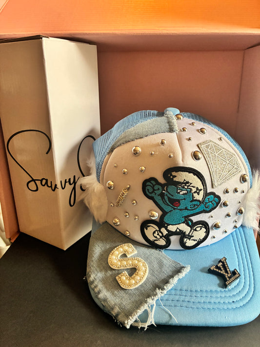 Smurf Inspired Blue Trucker Hat
