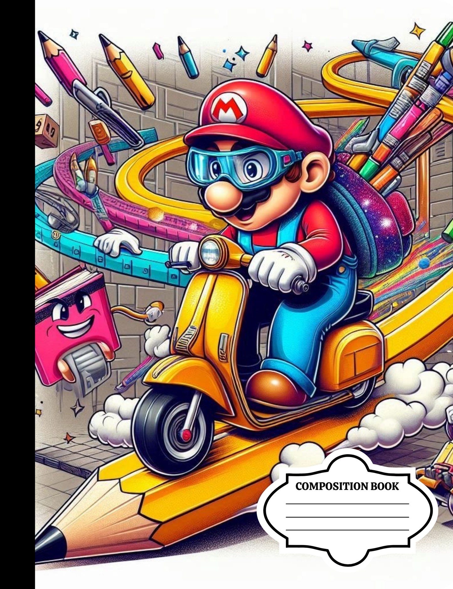 Mario Inspired Yellow Scooter Composition Notebook