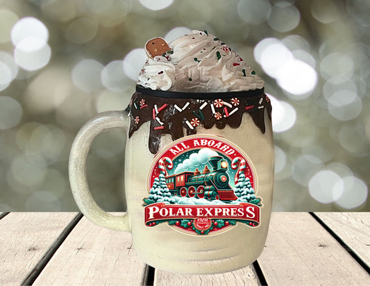 Polar Express Inspired Cocoa Drip 14 Oz. Mug