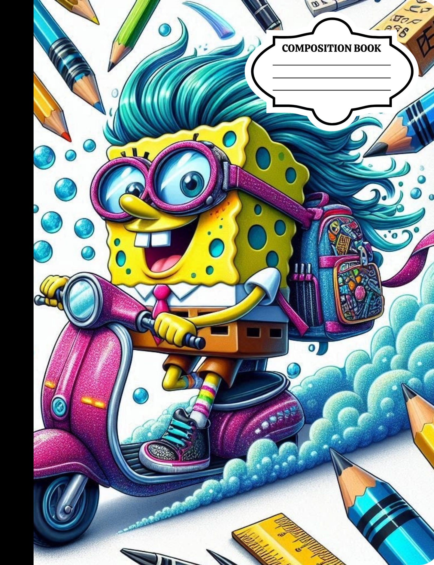 Spongebob Inspired Purple Scooter Composition Notebook