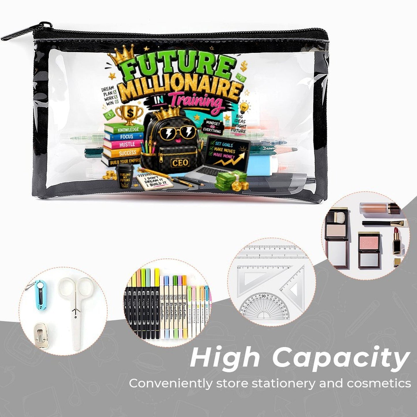 Future Millionaire in Training 3-Piece Clear Backpack Set
