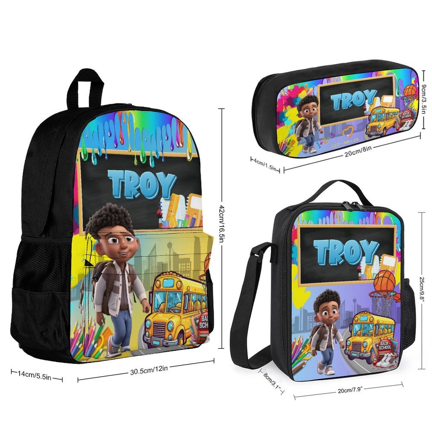 Cartoon School Drip Kid (Boy) Backpack Bundle