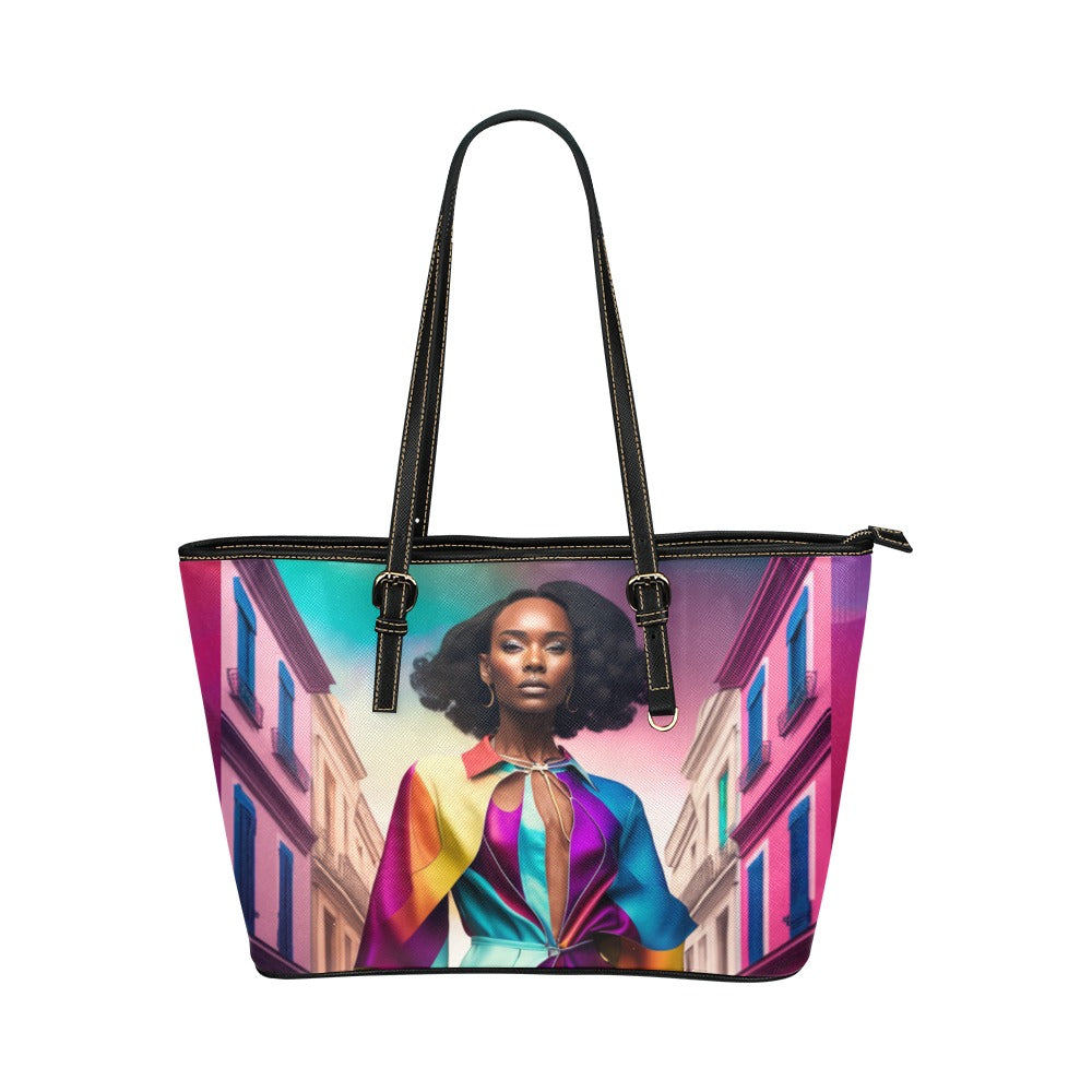 AfroGirl Small Leather Tote Bag/Small