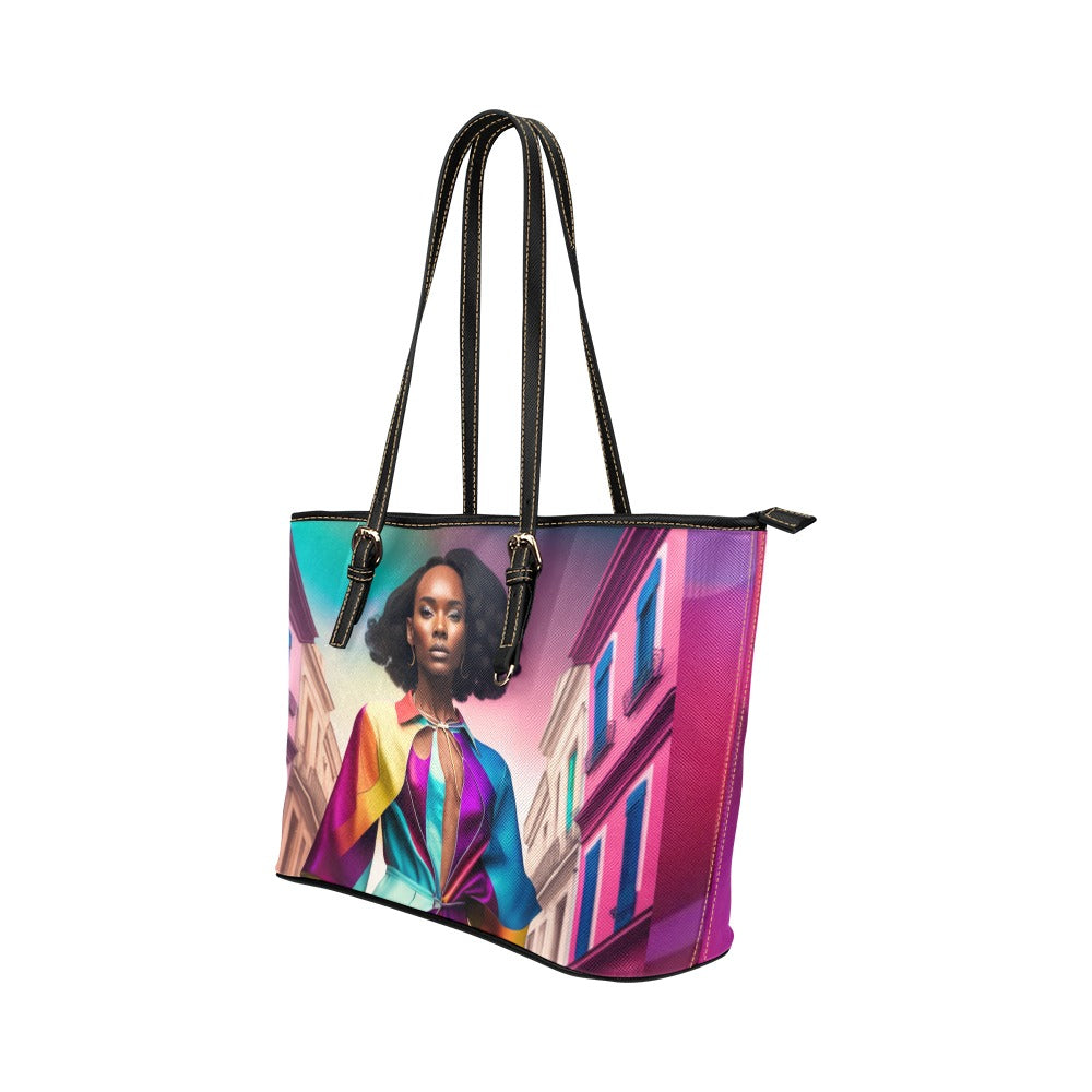 AfroGirl Small Leather Tote Bag/Small