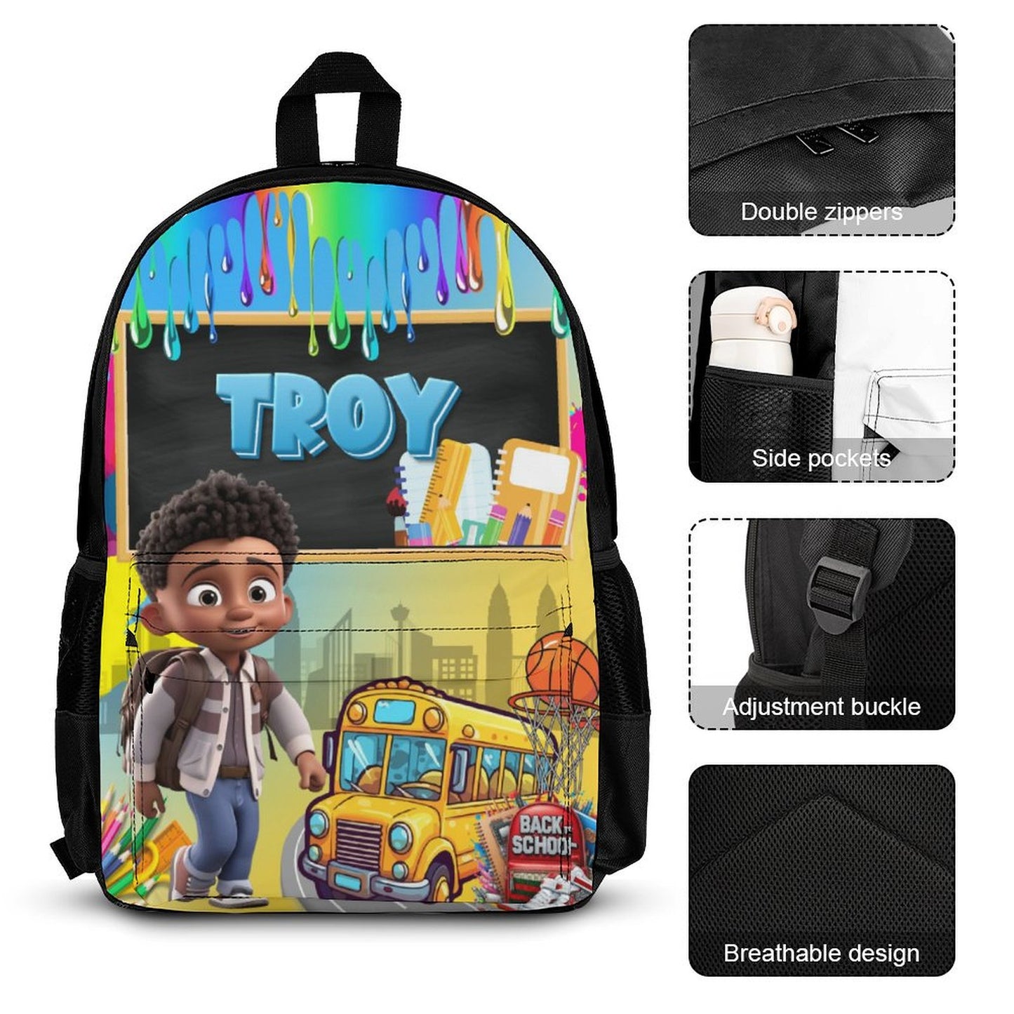 Cartoon School Drip Kid (Boy) Backpack Bundle