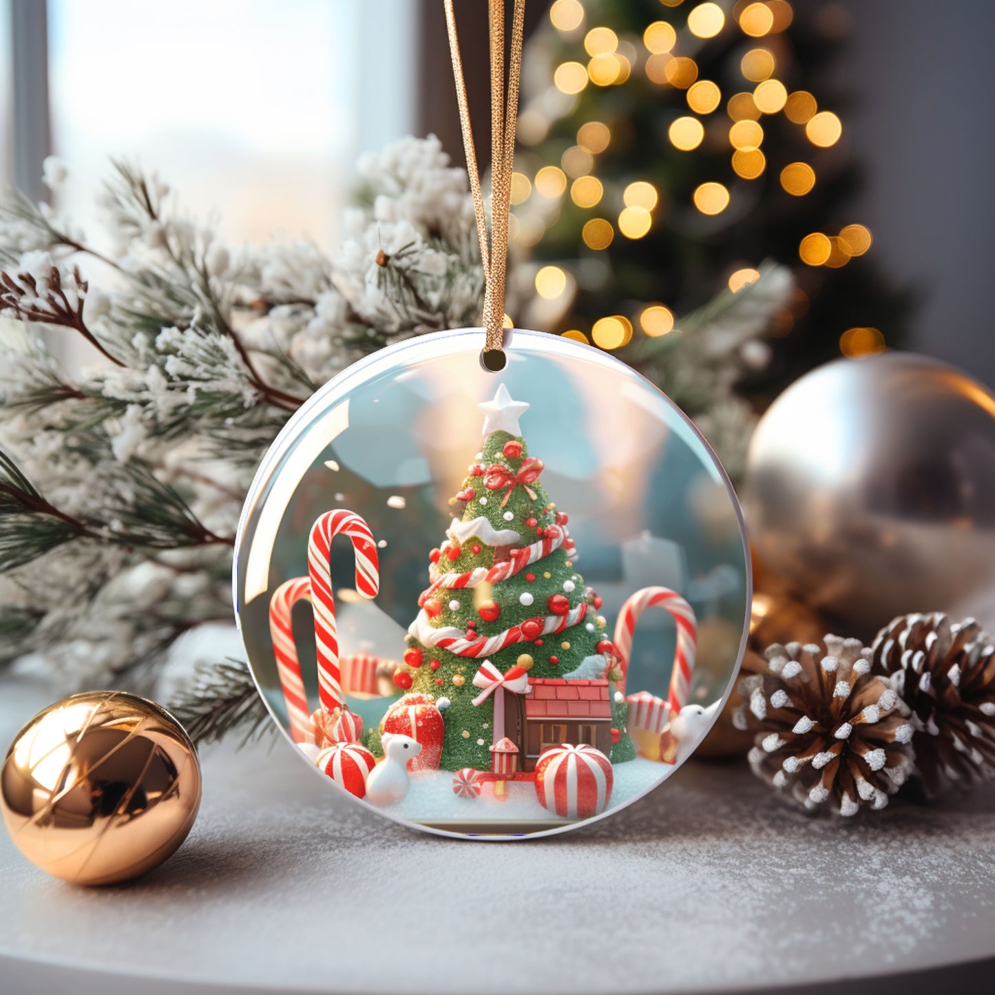 Set of 6- 3D Holiday Snowglobe Inspired Ornaments