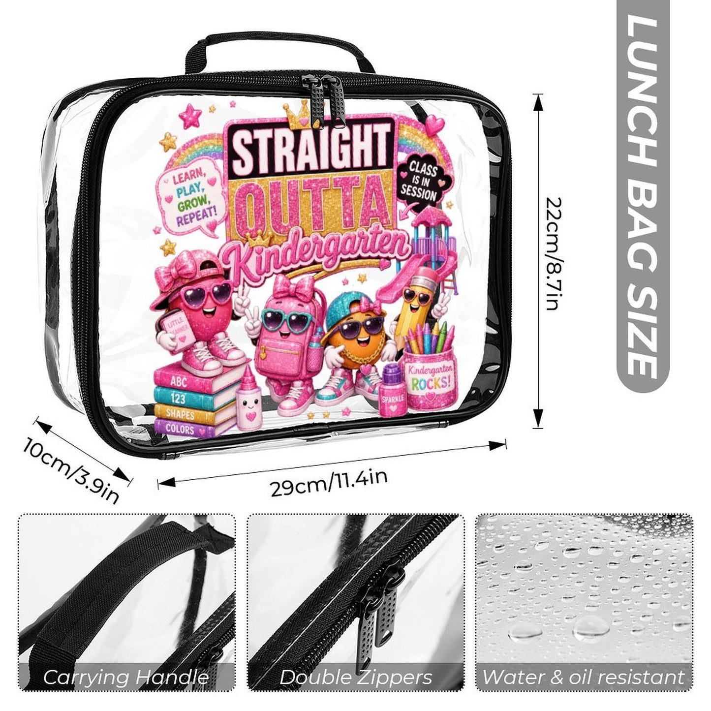 Straight Outta Kindergarten 3-Piece Clear Backpack Set