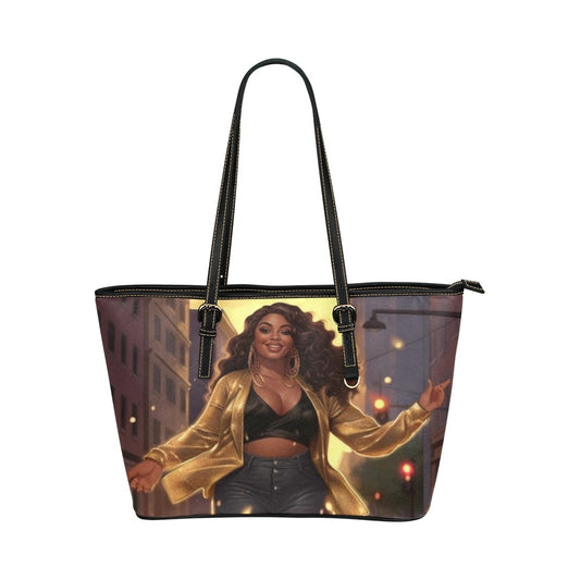 Gold Girl Leather Tote Bag/Small (Model 1651)