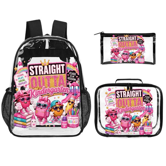 Straight Outta Kindergarten 3-Piece Clear Backpack Set