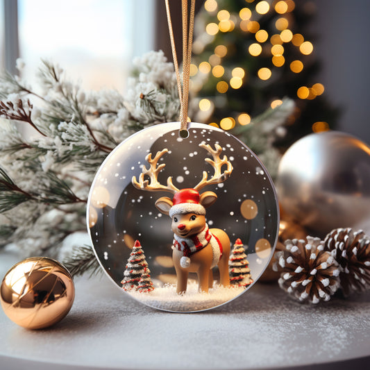 Set of 6- 3D Holiday Snowglobe Inspired Ornaments